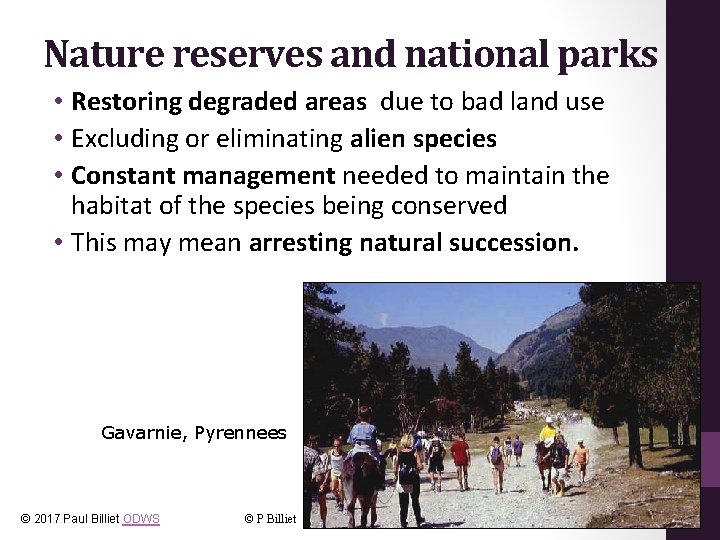 Nature reserves and national parks • Restoring degraded areas due to bad land use