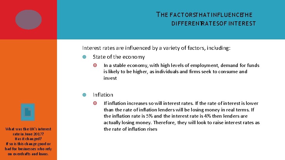 T HE FACTORSTHAT INFLUENCETHE DIFFERENTRATES OF INTEREST Interest rates are influenced by a variety