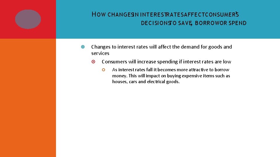 H OW CHANGESIN INTERESTRATES AFFECTCONSUMERS ’ DECISIONSTO SAVE, BORROWOR SPEND Changes to interest rates