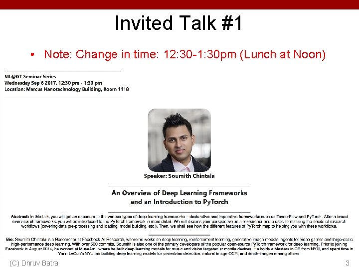 Invited Talk #1 • Note: Change in time: 12: 30 -1: 30 pm (Lunch Invited Talk #1 • Note: Change in time: 12: 30 -1: 30 pm (Lunch