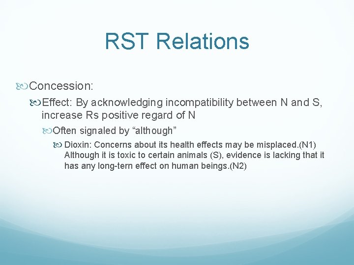 RST Relations Concession: Effect: By acknowledging incompatibility between N and S, increase Rs positive
