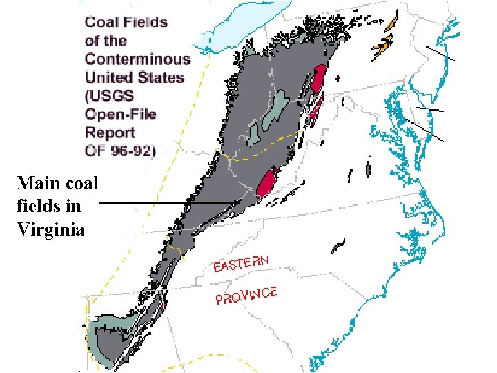 Main coal fields in Virginia 