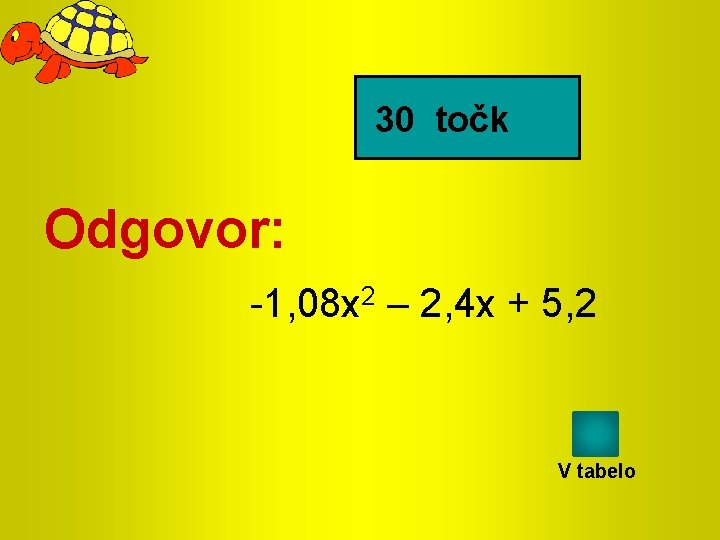 30 točk Odgovor: -1, 08 x 2 – 2, 4 x + 5, 2