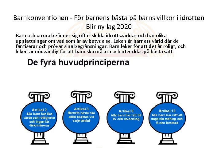 Barnkonventionen - För barnens bästa på barns villkor i idrotten Blir ny lag 2020