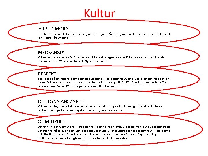 Kultur ARBETSMORAL För det första, vi arbetar hårt, och vi gör det hängivet. På