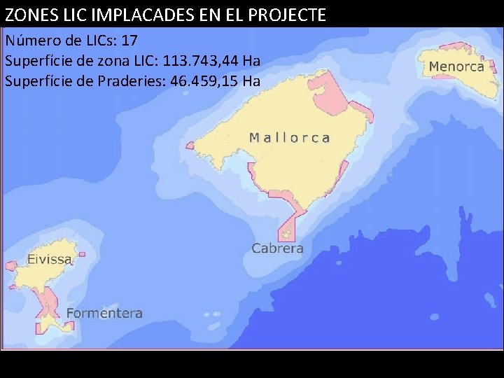 ZONES LIC IMPLACADES EN EL PROJECTE Número de LICs: 17 Superfície de zona LIC: