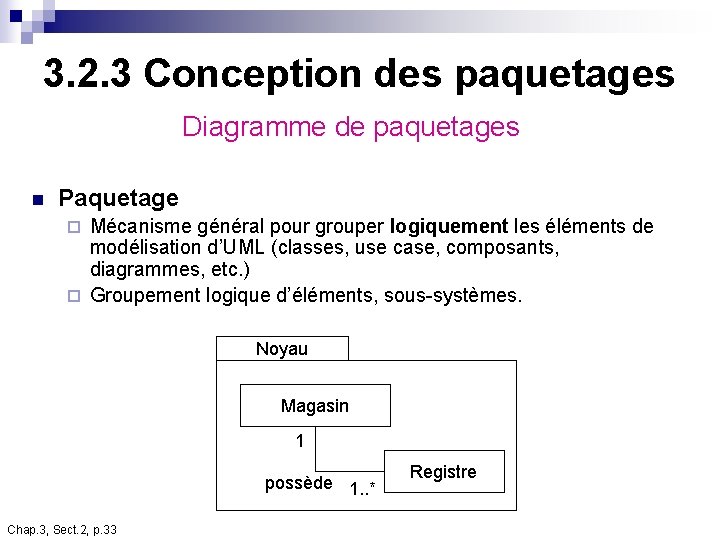3. 2. 3 Conception des paquetages Diagramme de paquetages n Paquetage Mécanisme général pour 3. 2. 3 Conception des paquetages Diagramme de paquetages n Paquetage Mécanisme général pour