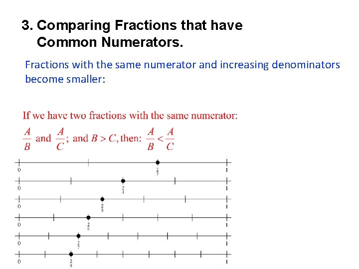 3. Comparing Fractions that have Common Numerators. Fractions with the same numerator and increasing