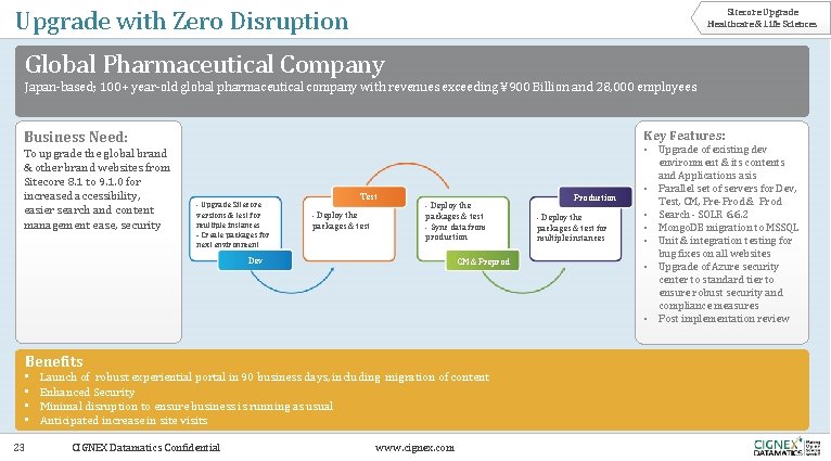 Upgrade with Zero Disruption Sitecore Upgrade Healthcare & Life Sciences Global Pharmaceutical Company Japan-based; Upgrade with Zero Disruption Sitecore Upgrade Healthcare & Life Sciences Global Pharmaceutical Company Japan-based;