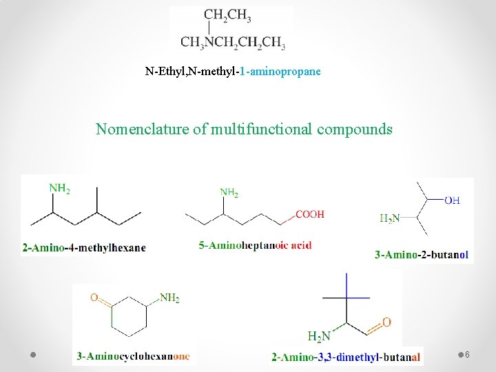 N-Ethyl, N-methyl-1 -aminopropane Nomenclature of multifunctional compounds 6 