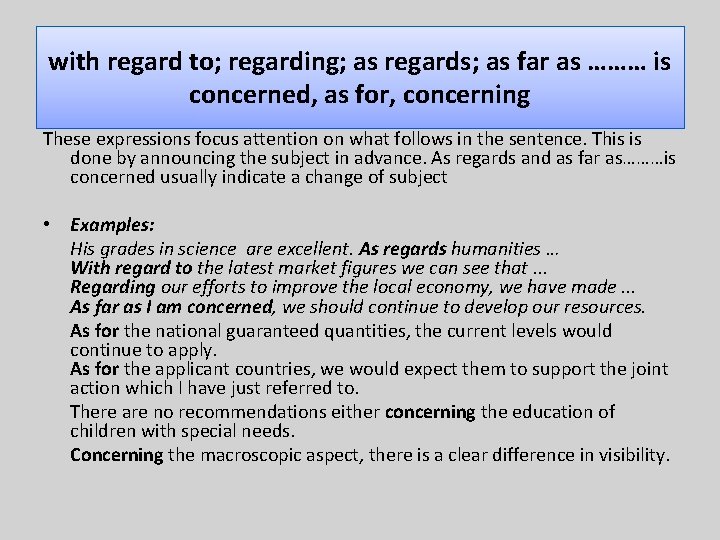 Discourse Markers With Regard To Regarding As Regards