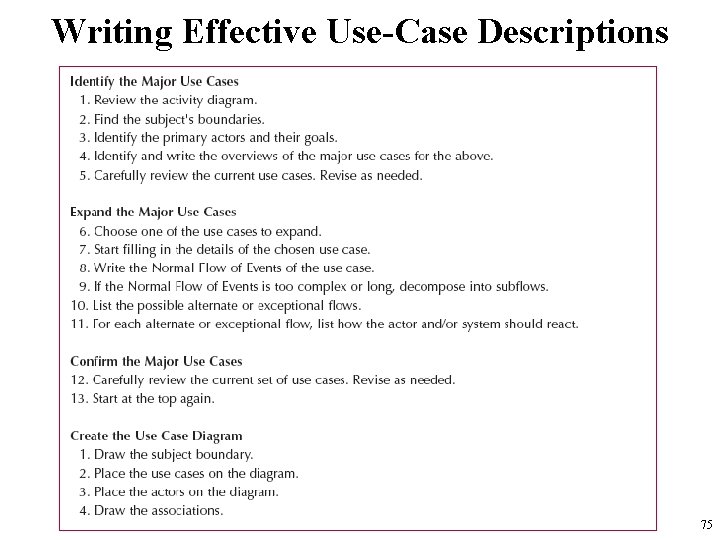 Writing Effective Use-Case Descriptions 75 