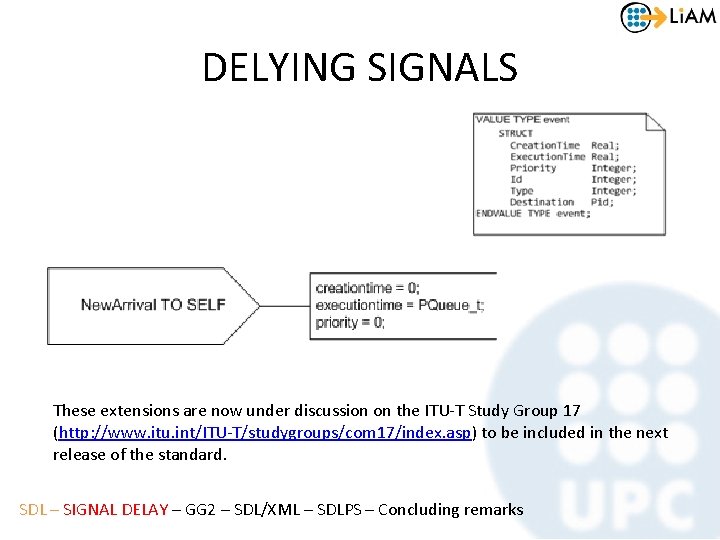 DELYING SIGNALS These extensions are now under discussion on the ITU-T Study Group 17