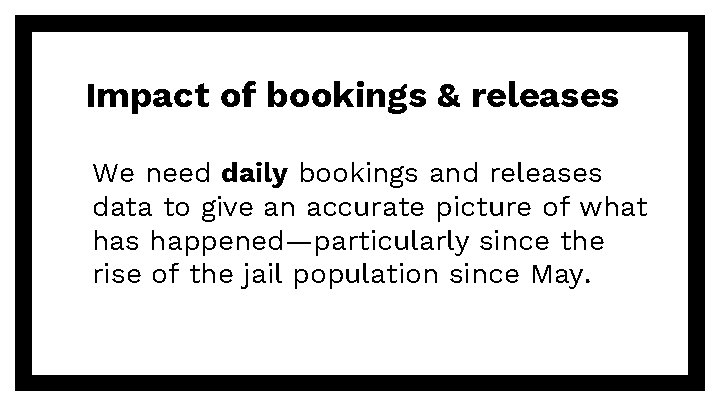 Impact of bookings & releases We need daily bookings and releases data to give