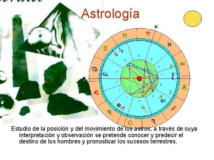 Astrología Estudio de la posición y del movimiento de los astros, a través de