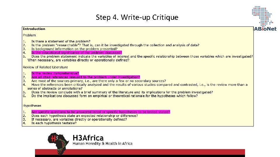 Step 4. Write-up Critique 