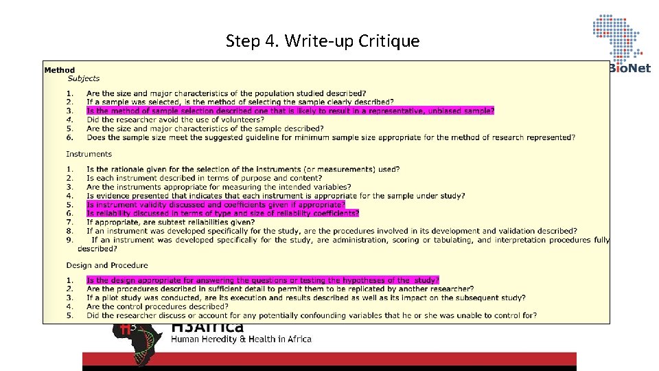 Step 4. Write-up Critique 