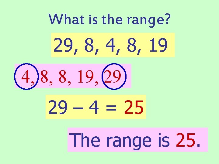 What is the range? 29, 8, 4, 8, 19 4, 8, 8, 19, 29