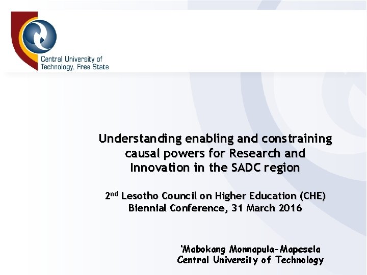 Understanding enabling and constraining causal powers for Research and Innovation in the SADC region