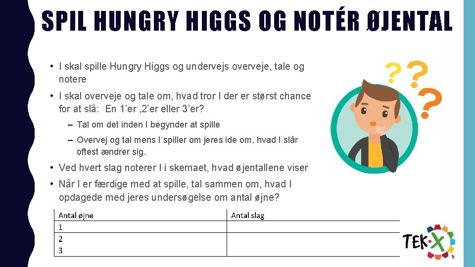 SPIL HUNGRY HIGGS OG NOTÉR ØJENTAL • I skal spille Hungry Higgs og undervejs