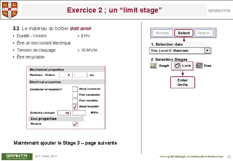 Exercice 2 ; un “limit stage” 3. 2 Le matériau du boîtier doit avoir