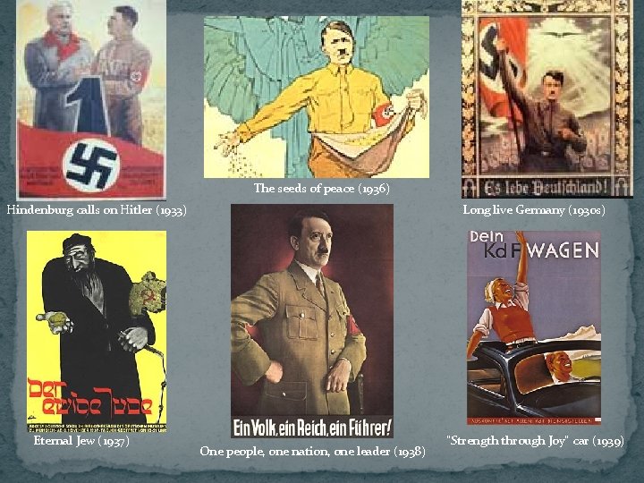 The seeds of peace (1936) Hindenburg calls on Hitler (1933) Eternal Jew (1937) Long The seeds of peace (1936) Hindenburg calls on Hitler (1933) Eternal Jew (1937) Long