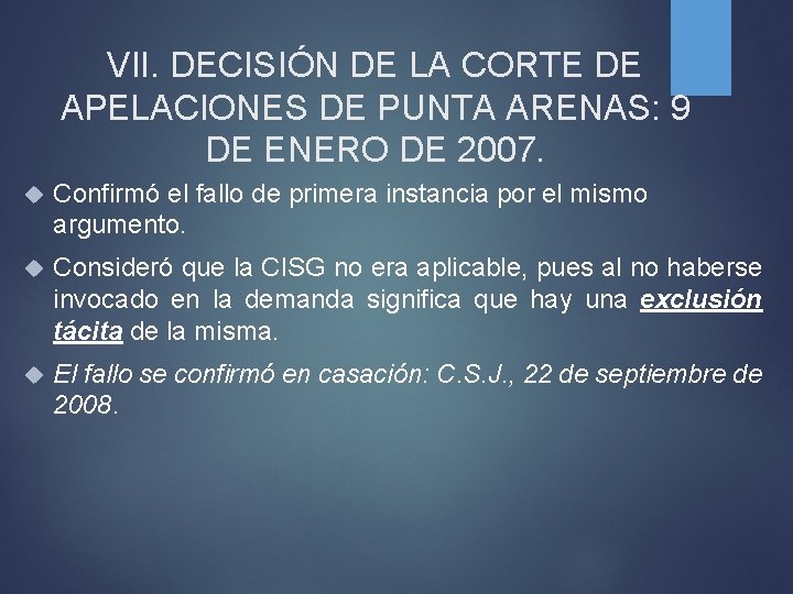 VII. DECISIÓN DE LA CORTE DE APELACIONES DE PUNTA ARENAS: 9 DE ENERO DE