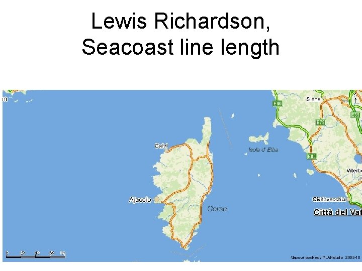 Lewis Richardson, Seacoast line length 