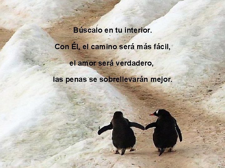 Búscalo en tu interior. Con Él, el camino será más fácil, el amor será