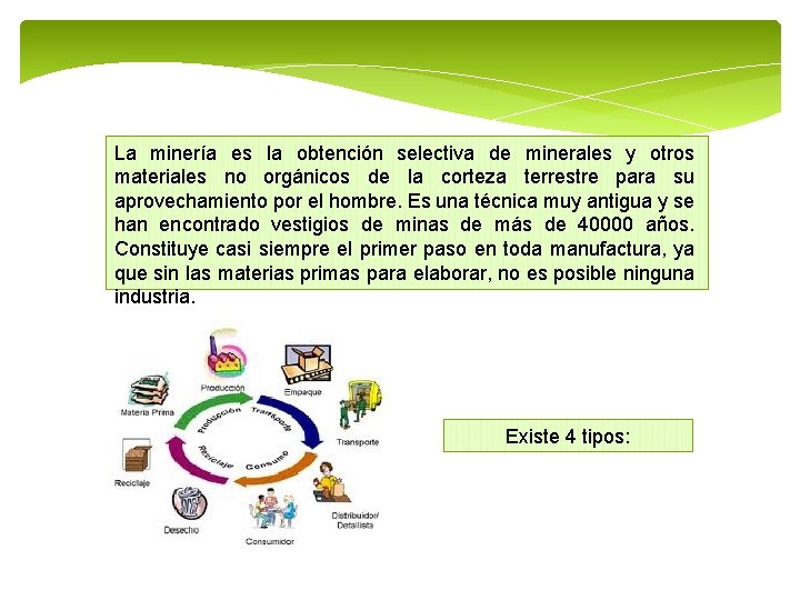 La minería es la obtención selectiva de minerales y otros materiales no orgánicos de