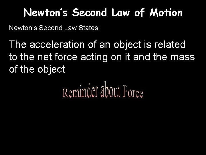 Newton’s Second Law of Motion Newton’s Second Law States: The acceleration of an object