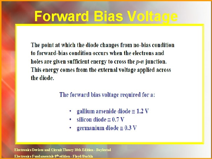 Forward Bias Voltage Electronics Devices and Circuit Theory 10 th Edition - Boylestad Electronics