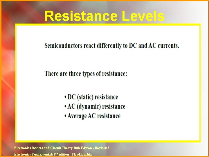 Resistance Levels Electronics Devices and Circuit Theory 10 th Edition - Boylestad Electronics Fundamentals