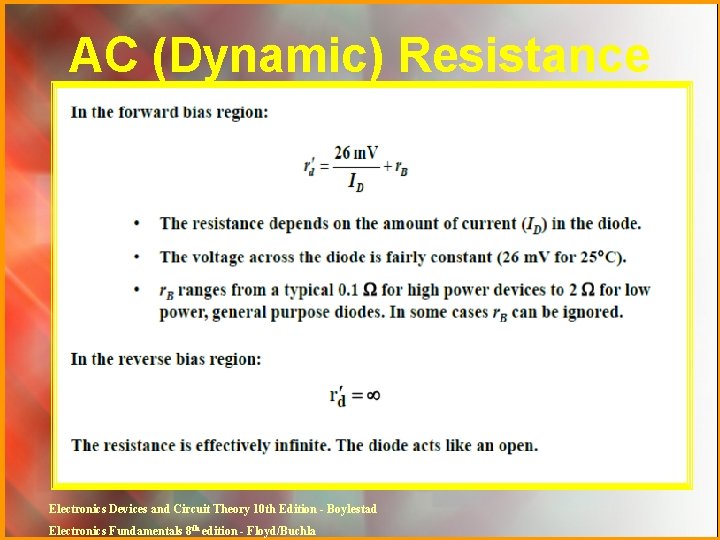 AC (Dynamic) Resistance Electronics Devices and Circuit Theory 10 th Edition - Boylestad Electronics