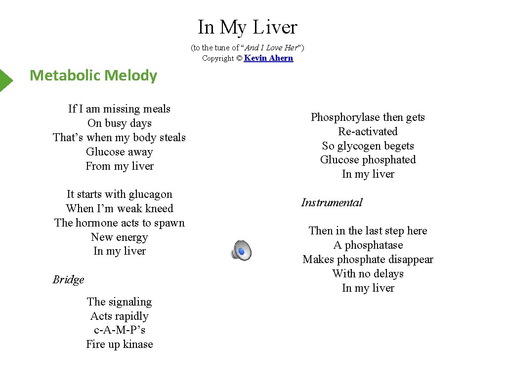 In My Liver (to the tune of “And I Love Her”) Copyright © Kevin