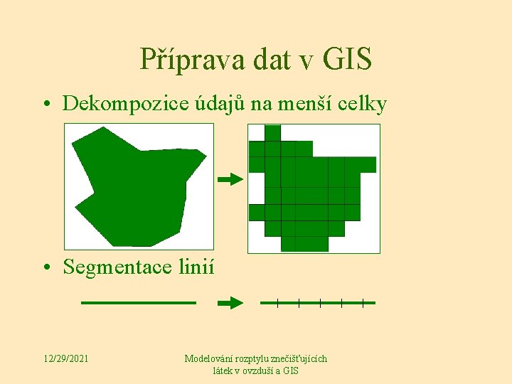 Příprava dat v GIS • Dekompozice údajů na menší celky • Segmentace linií 12/29/2021