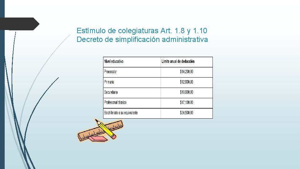 Estímulo de colegiaturas Art. 1. 8 y 1. 10 Decreto de simplificación administrativa 