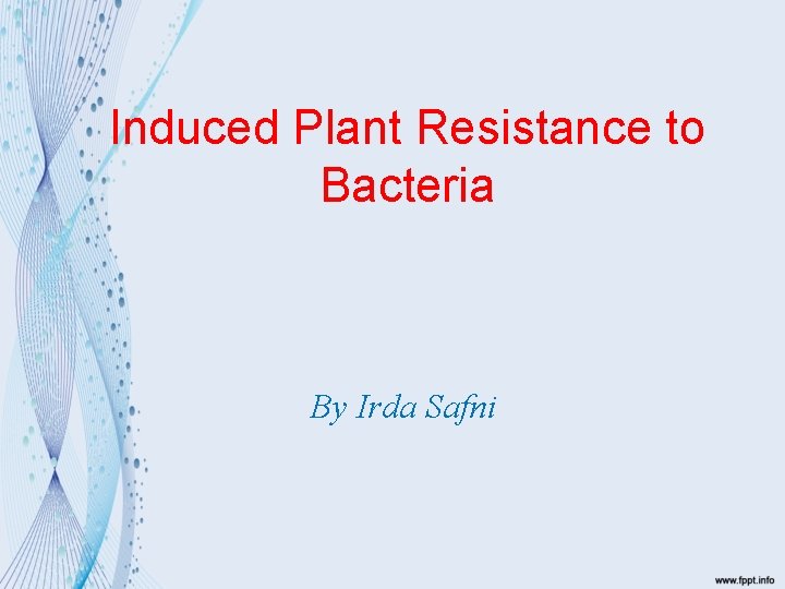 Induced Plant Resistance to Bacteria By Irda Safni 