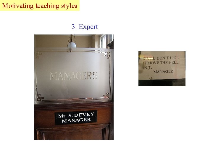 Motivating Lead teaching styles 3. Expert 