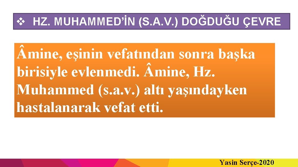 v HZ. MUHAMMED’İN (S. A. V. ) DOĞDUĞU ÇEVRE mine, eşinin vefatından sonra başka