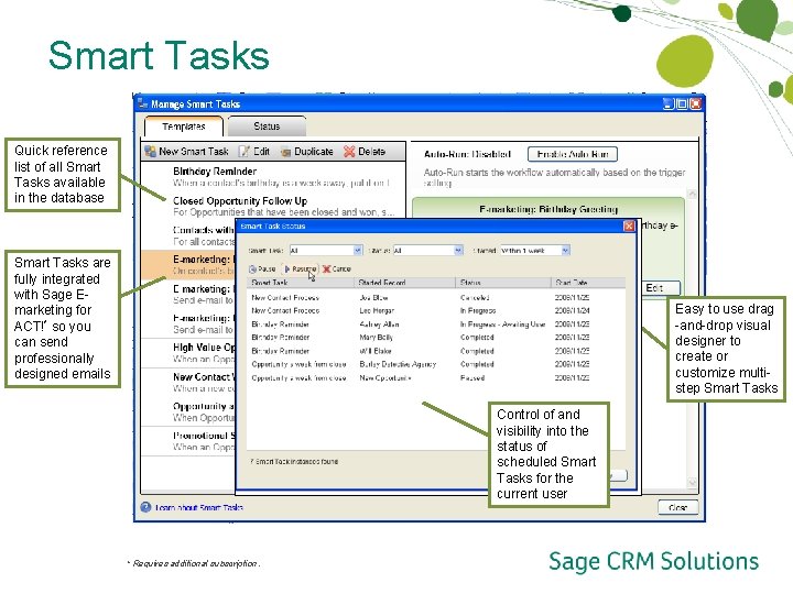 Smart Tasks Quick reference list of all Smart Tasks available in the database Smart Smart Tasks Quick reference list of all Smart Tasks available in the database Smart