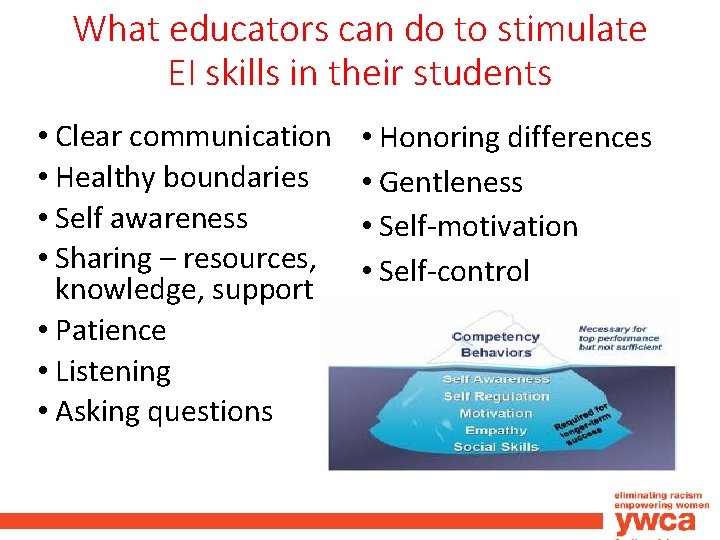 What educators can do to stimulate EI skills in their students • Clear communication