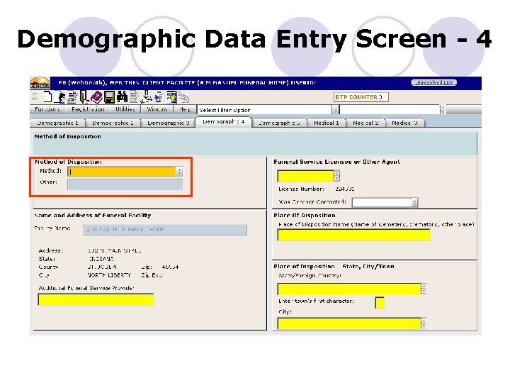 Demographic Data Entry Screen - 4 