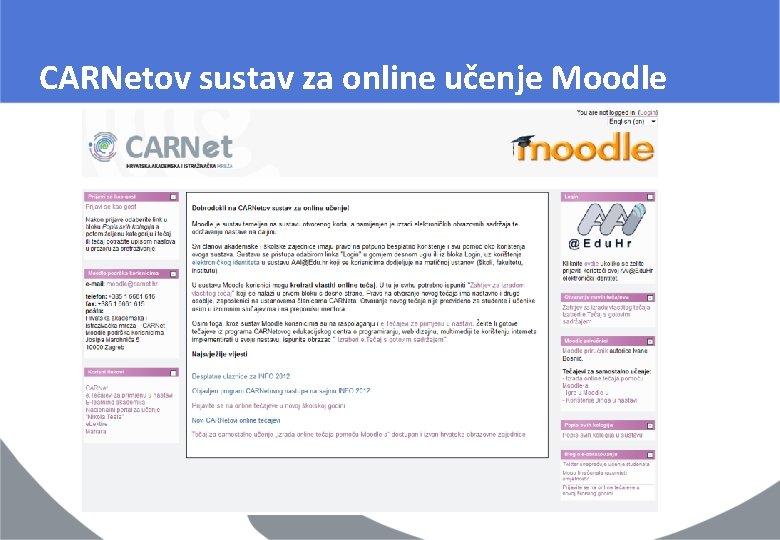 CARNetov sustav za online učenje Moodle CARNetov sustav za online učenje Moodle