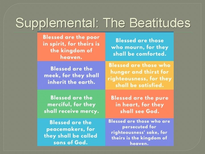 Supplemental: The Beatitudes 