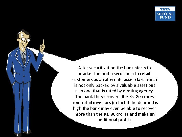 After securitization the bank starts to market the units (securities) to retail customers as