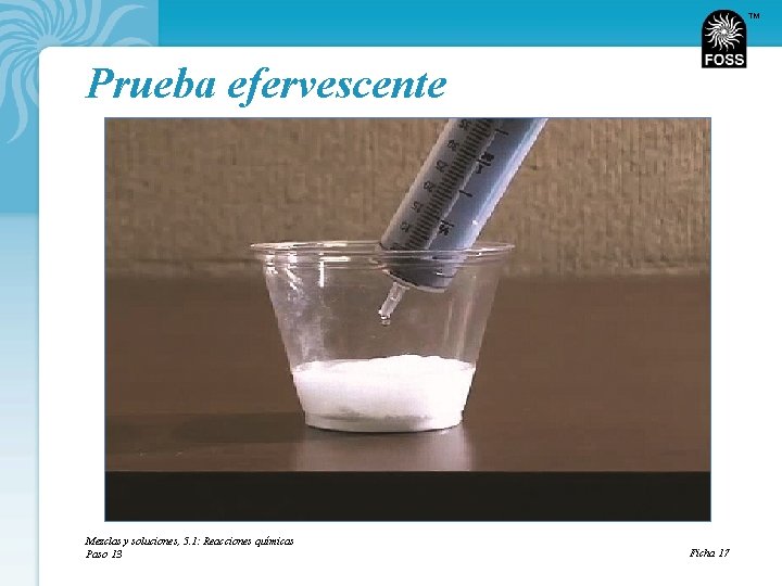 TM Prueba efervescente Mezclas y soluciones, 5. 1: Reacciones químicas Paso 13 Ficha 17