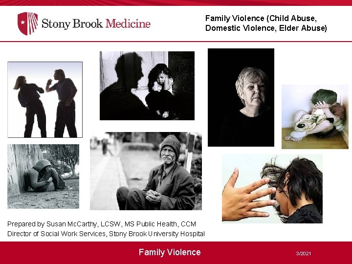 Family Violence (Child Abuse, Domestic Violence, Elder Abuse) Prepared by Susan Mc. Carthy, LCSW,