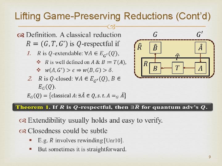 Lifting Game-Preserving Reductions (Cont’d) 9 