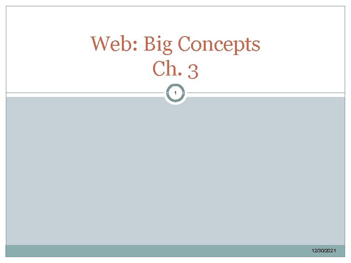 Web: Big Concepts Ch. 3 1 12/30/2021 